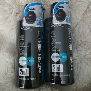 Soo'AE Black Charcoal Double Bubble Mask Cleanser Mask & Face Wash 2 Bottles